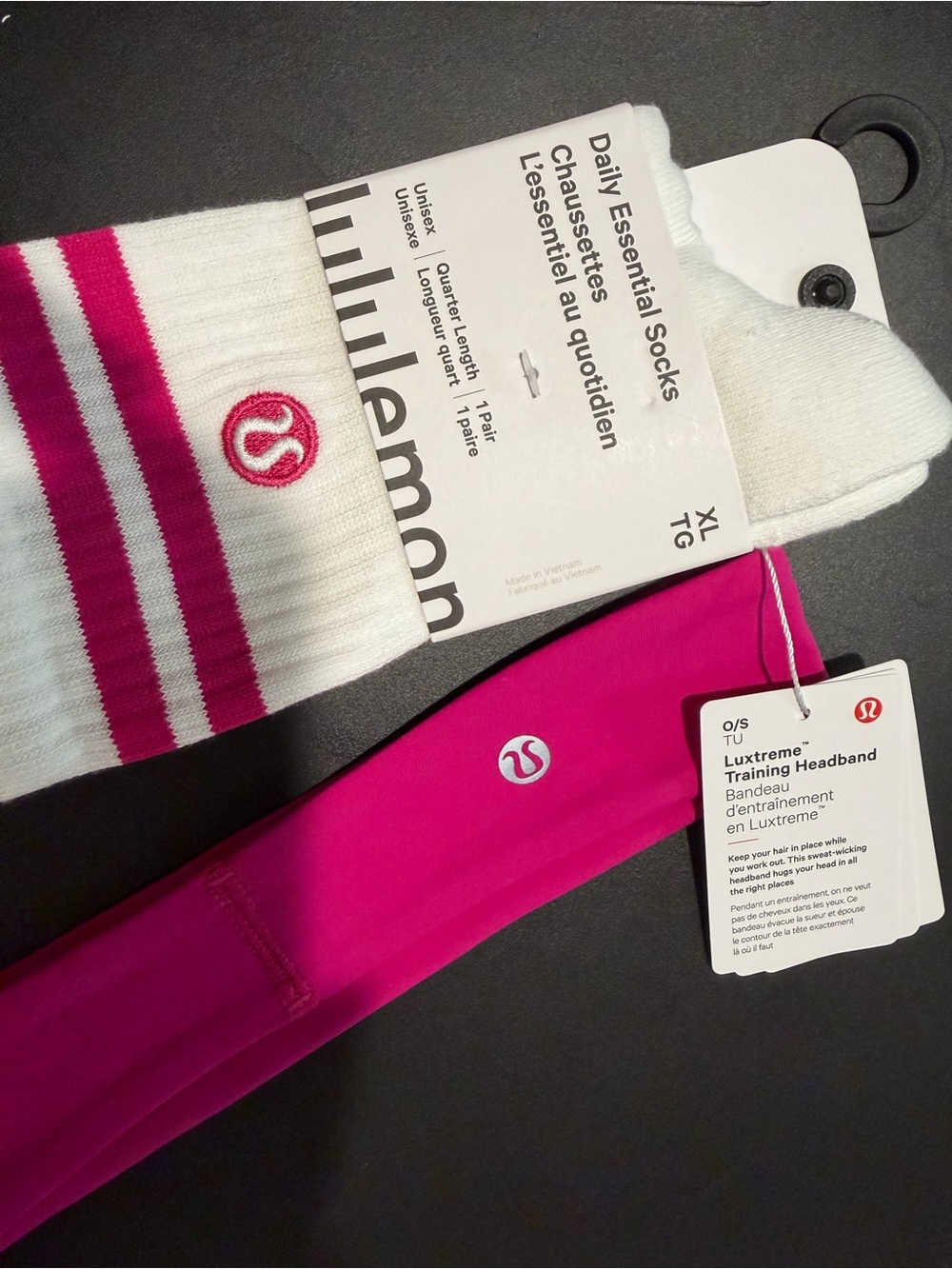 lululemon athletica White & Pink Daily Essential Socks with Pink Headband